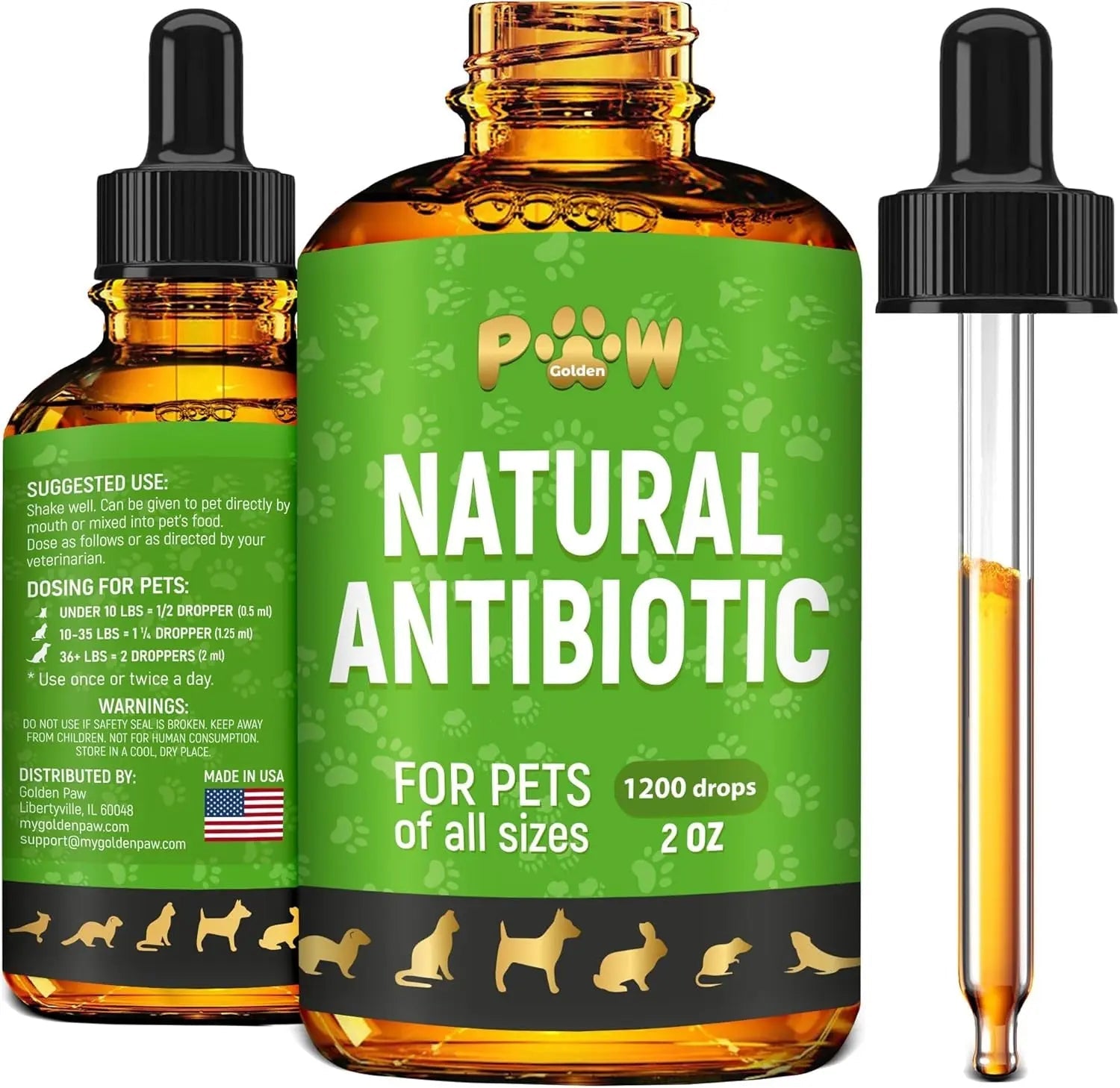 Natural Pet Immune Support Drops for Dogs &amp; Cats, Skin, Coat &amp; Digestion – 2 oz