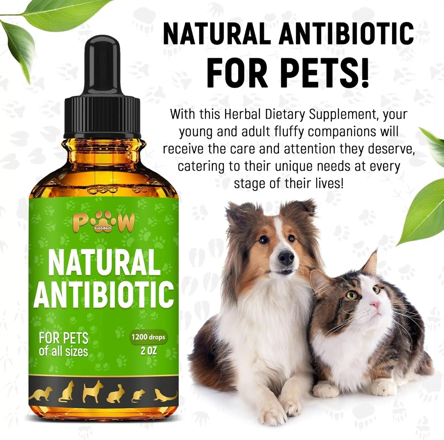 Natural Pet Immune Support Drops for Dogs &amp; Cats, Skin, Coat &amp; Digestion – 2 oz