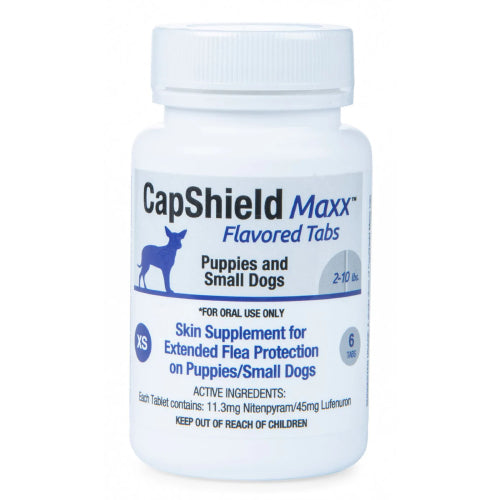 CapShield Maxx Flea Tabs for XS Puppies and Small Dogs 2-10 lbs Beef Flavor 6 Count
