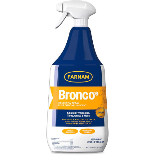 Farnam Bronco Equine Fly Spray Plus Citronella Repellent for Horses &amp; Dogs 32 oz.