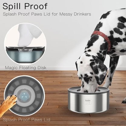 No Spill Dog Water Bowl 1 Gallon Stainless Steel Slow Feeder Non Slip