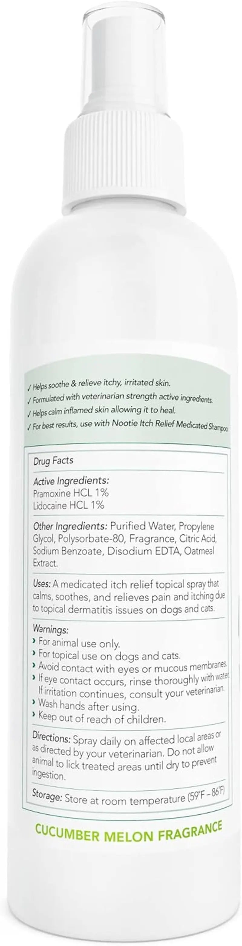Nootie Medicated Anti-Itch Spray Dogs Cats 1% Pramoxine 1% Lidocaine 8oz