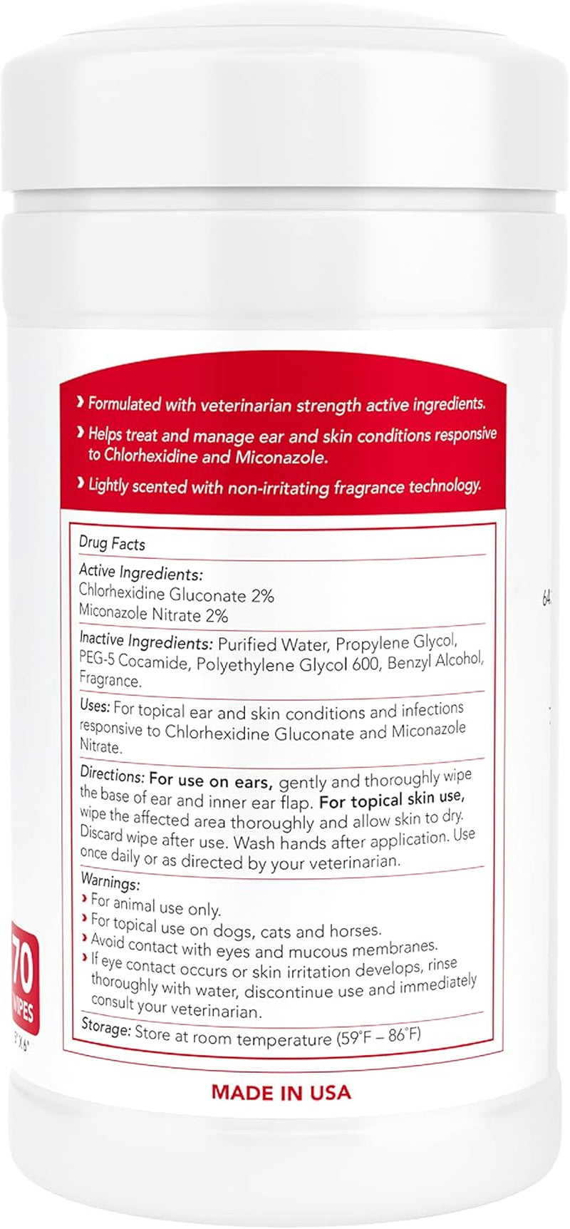 Nootie Medicated Dog &amp; Cat Wipes 2% Chlorhexidine 2% Miconazole 70 Count XL
