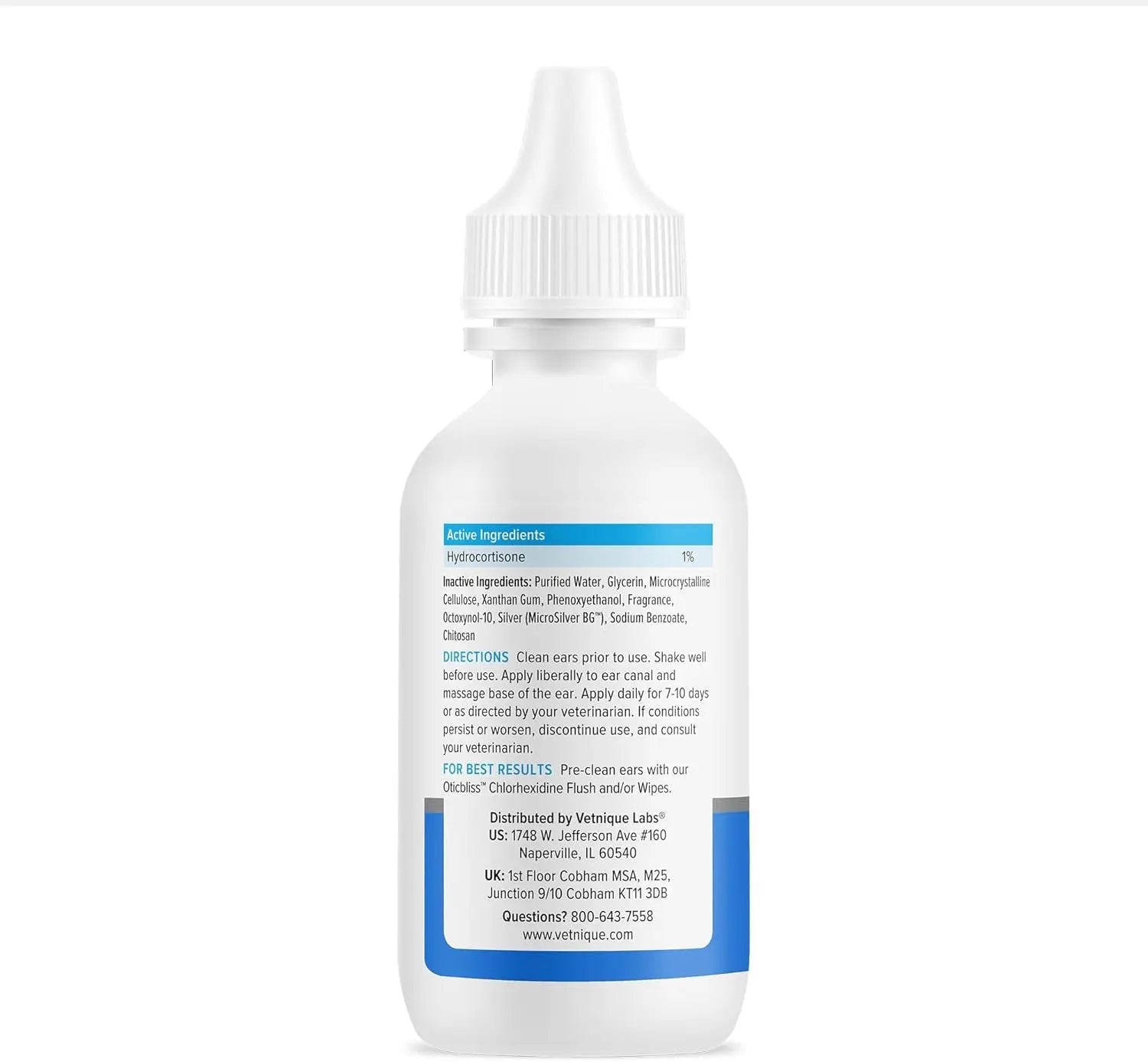 Oticbliss Cat &amp; Dog Ear Infection Drops – MicroSilver &amp; Hydrocortisone Relief