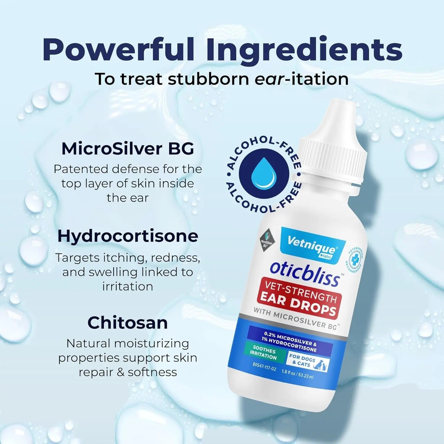 Oticbliss Cat &amp; Dog Ear Infection Drops – MicroSilver &amp; Hydrocortisone Relief