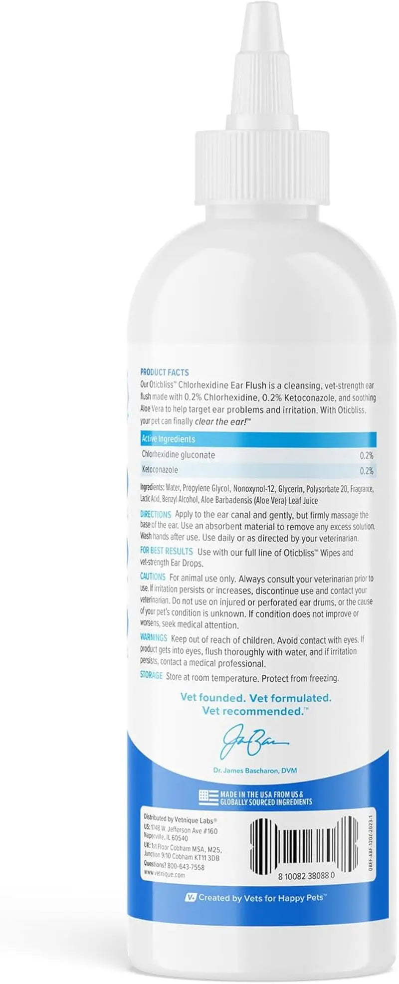 Oticbliss Medicated Ear Flush for Dogs &amp; Cats – Chlorhexidine &amp; Ketoconazole 12oz