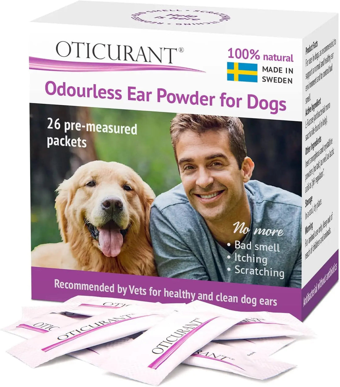 Oticurant Pet Ear Powder for Dogs – Natural Relief for Itching, Odor &amp; Wax