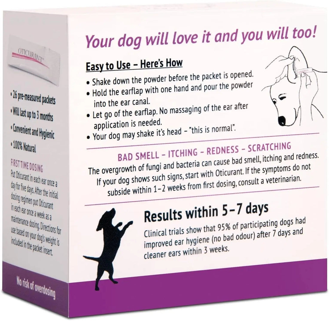 Oticurant Pet Ear Powder for Dogs – Natural Relief for Itching, Odor &amp; Wax
