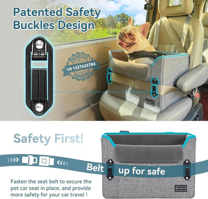 PETSFIT Small Dog Booster Car Seat with Safety Buckles &amp; Tether, Foldable