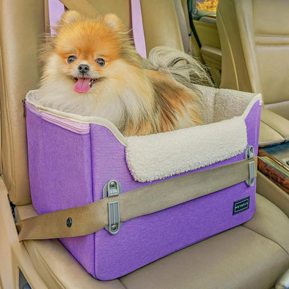PETSFIT Small Dog Booster Car Seat with Safety Buckles &amp; Tether, Foldable