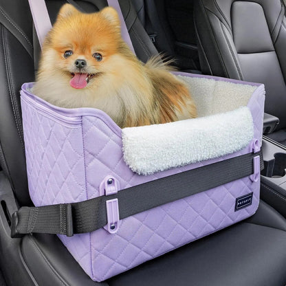 PETSFIT Small Dog Booster Car Seat with Safety Buckles &amp; Tether, Foldable