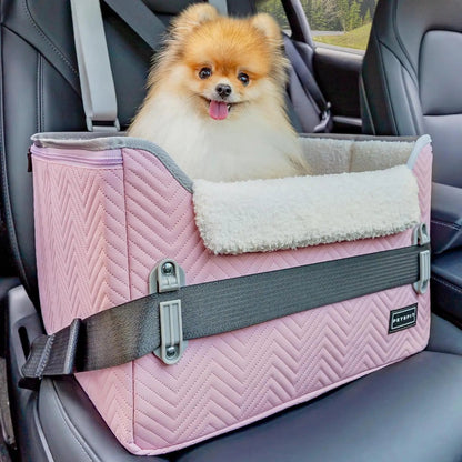 PETSFIT Small Dog Booster Car Seat with Safety Buckles &amp; Tether, Foldable