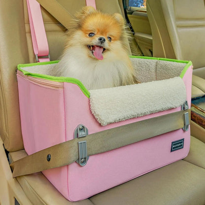 PETSFIT Small Dog Booster Car Seat with Safety Buckles &amp; Tether, Foldable