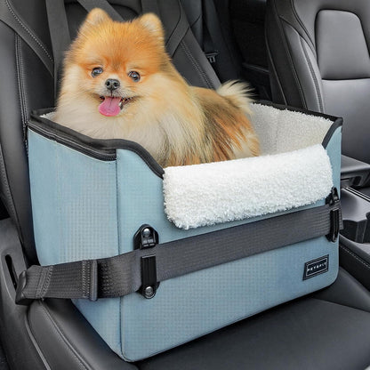 PETSFIT Small Dog Booster Car Seat with Safety Buckles &amp; Tether, Foldable
