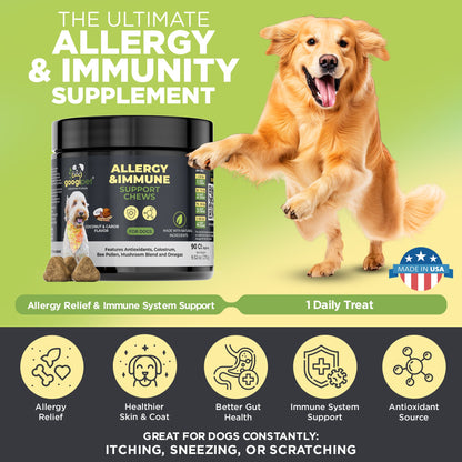 Allergy &amp; Immune Support Chews for Dogs (Coconut &amp; Carob Flavor)
