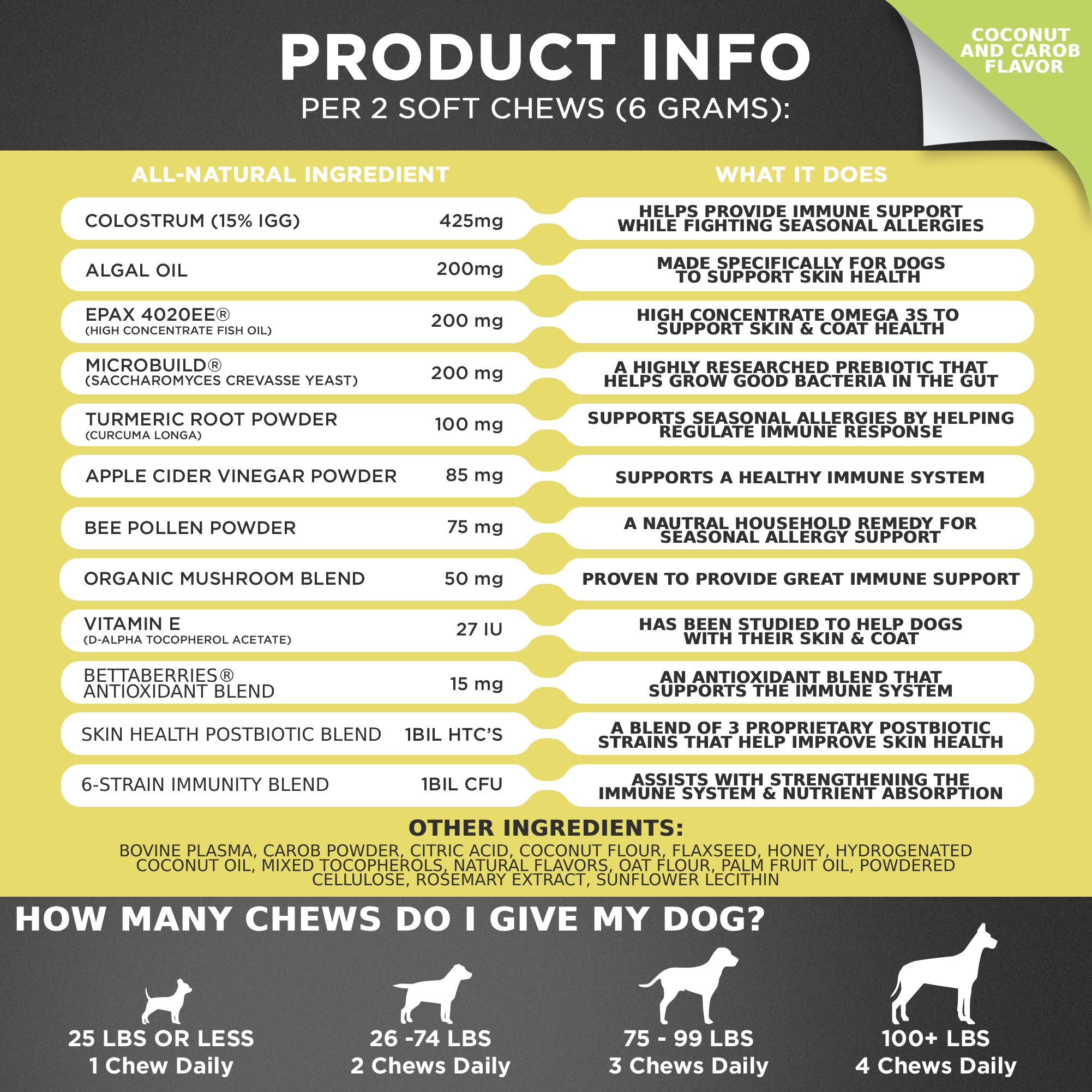 Allergy &amp; Immune Support Chews for Dogs (Coconut &amp; Carob Flavor)