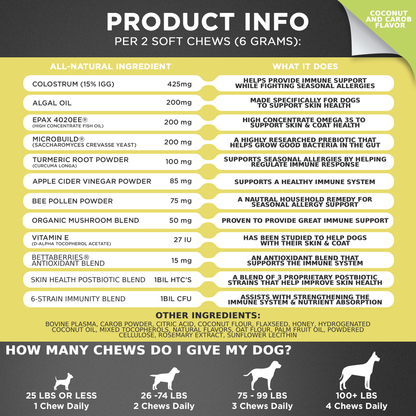 Allergy &amp; Immune Support Chews for Dogs (Coconut &amp; Carob Flavor)