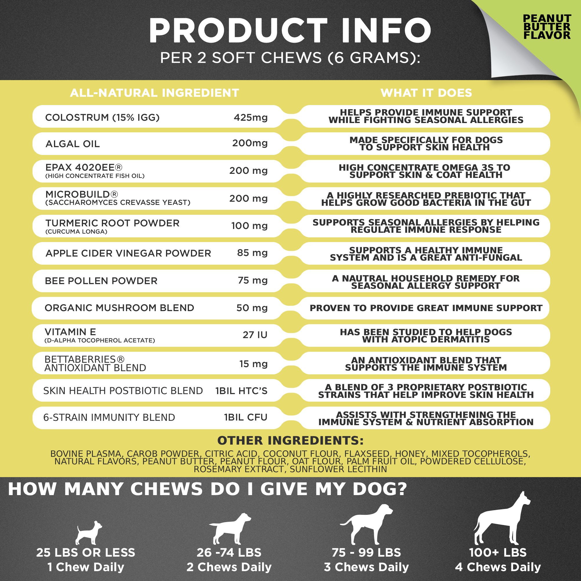 Allergy &amp; Immune Support Chews for Dogs (Peanut Butter Flavor)