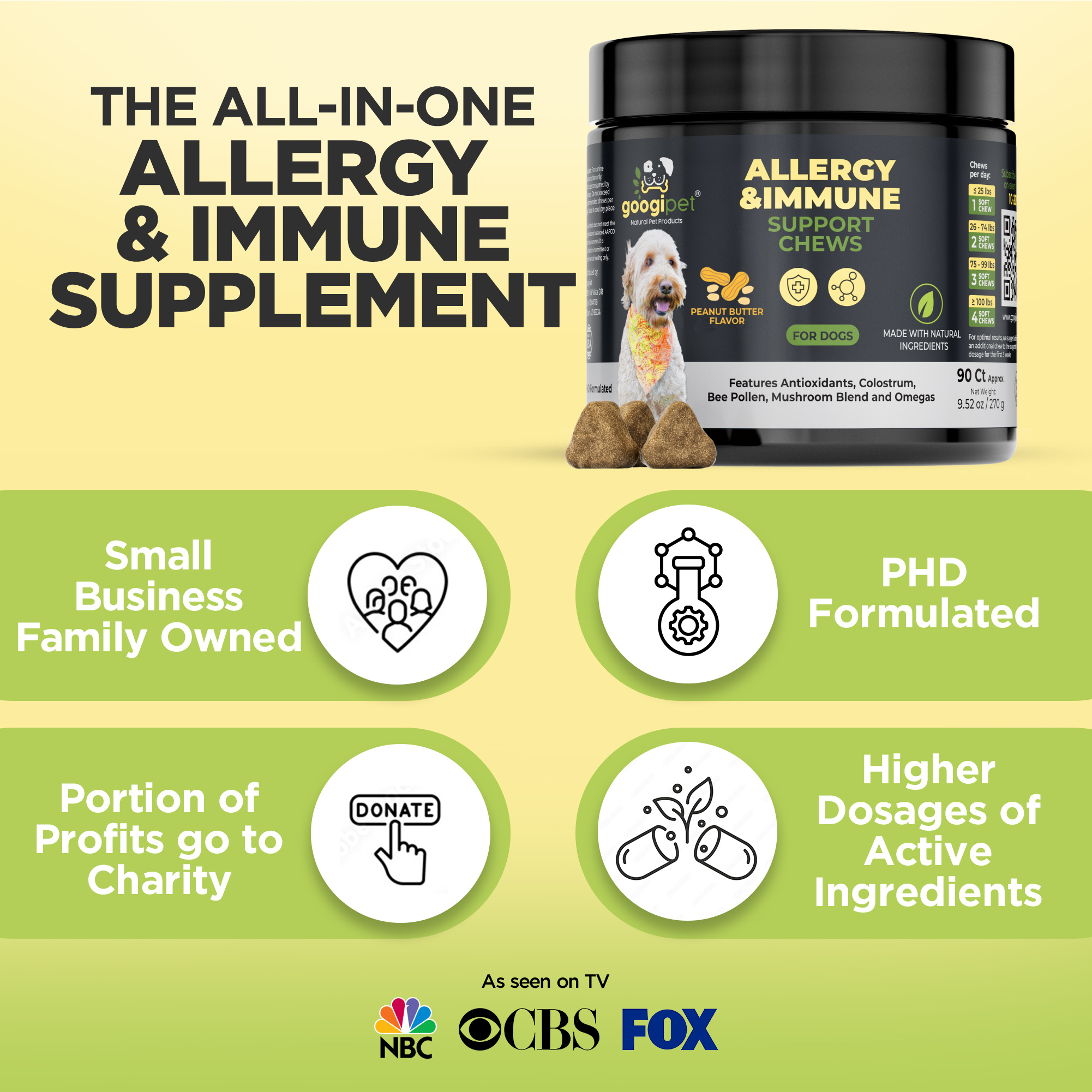 Allergy &amp; Immune Support Chews for Dogs (Peanut Butter Flavor)