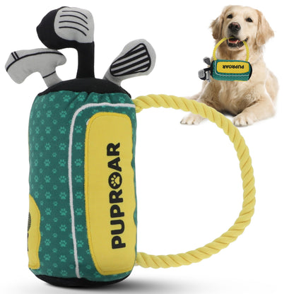 PUPROAR Golf Dog Toy | Cute Squeaky Plush Dog Toy with Rope &amp; Crinkle