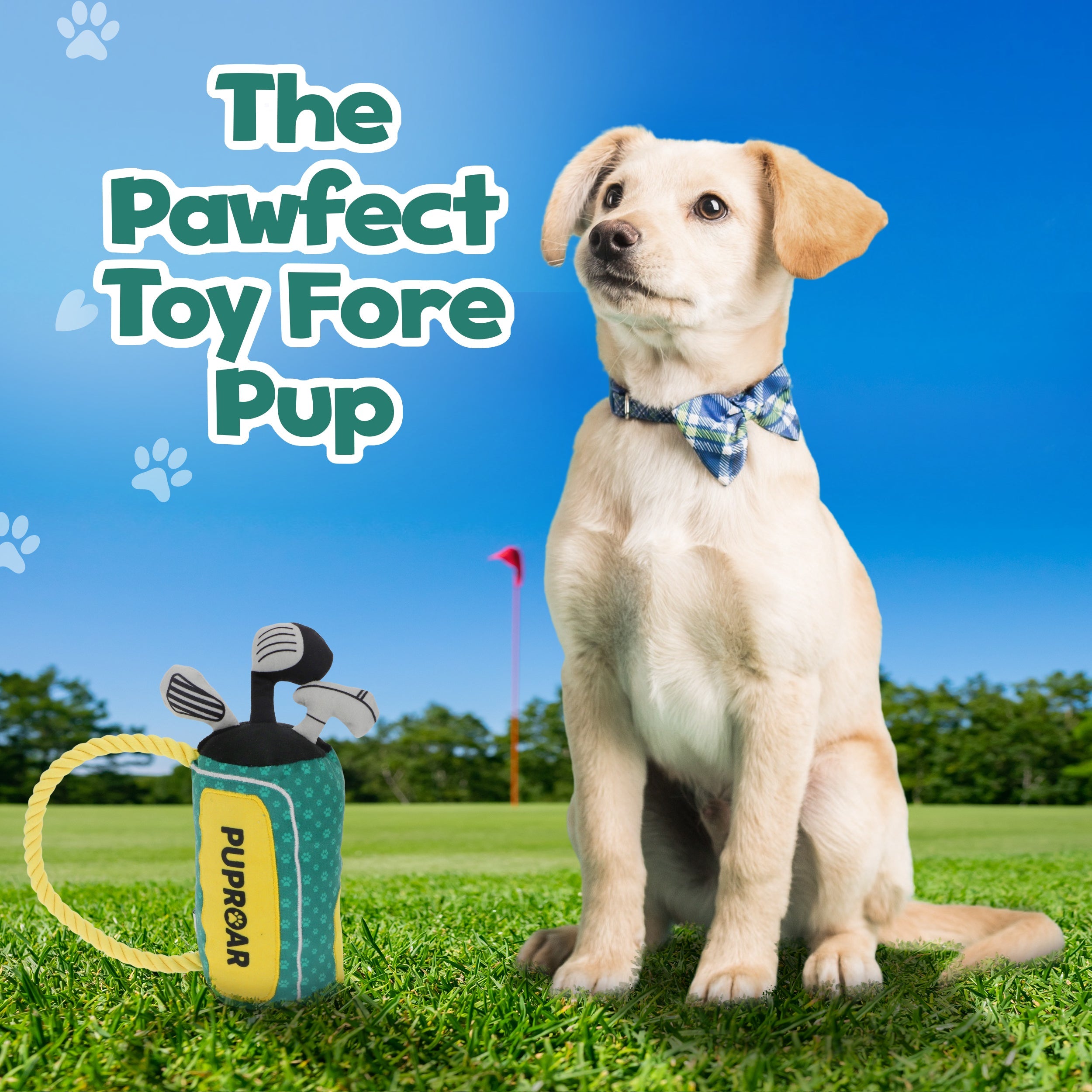PUPROAR Golf Dog Toy | Cute Squeaky Plush Dog Toy with Rope &amp; Crinkle