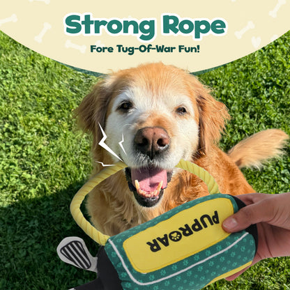 PUPROAR Golf Dog Toy | Cute Squeaky Plush Dog Toy with Rope &amp; Crinkle