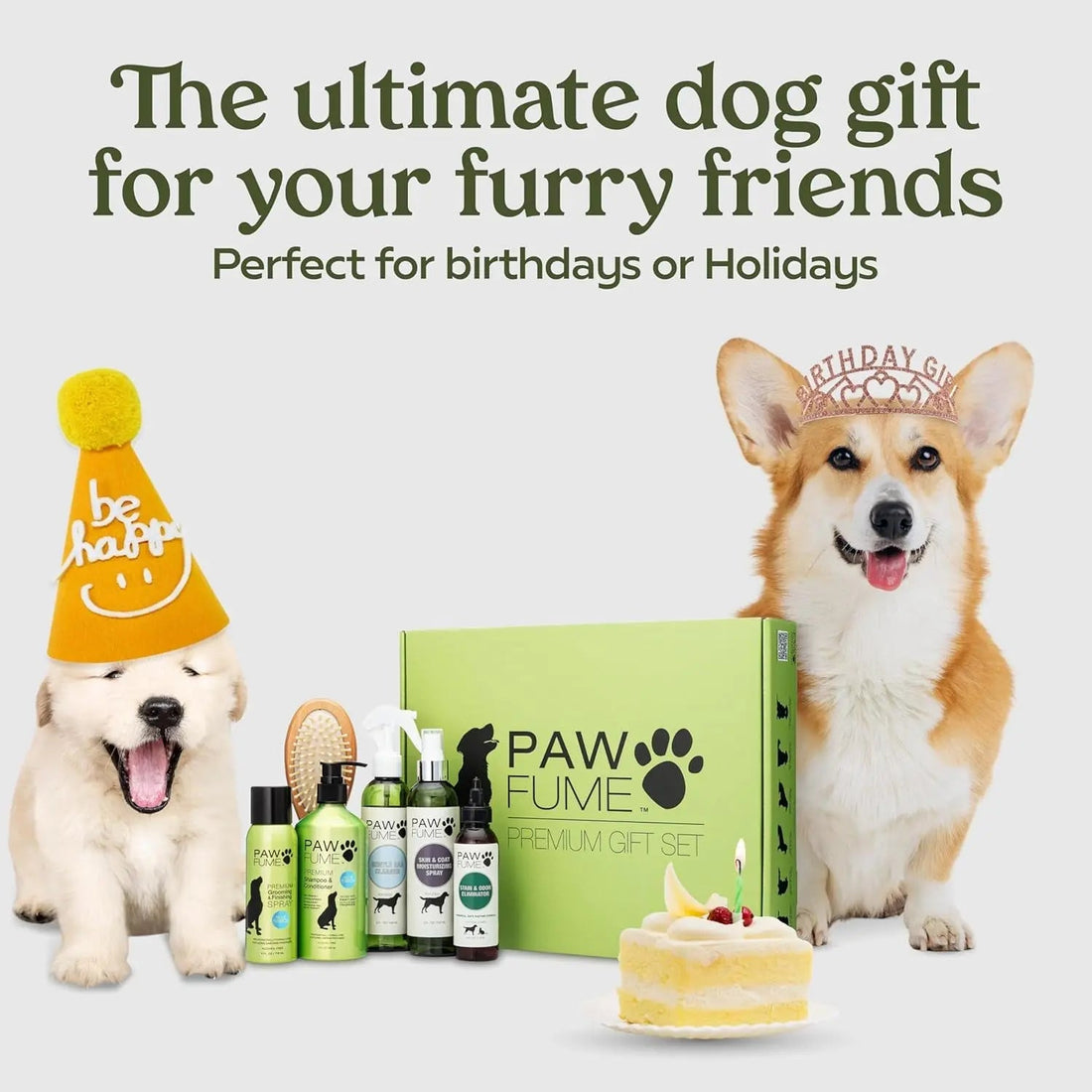 Pawfume Dog Spa Gift Basket 6-Piece Probiotic Deodorizer &amp; Grooming Set