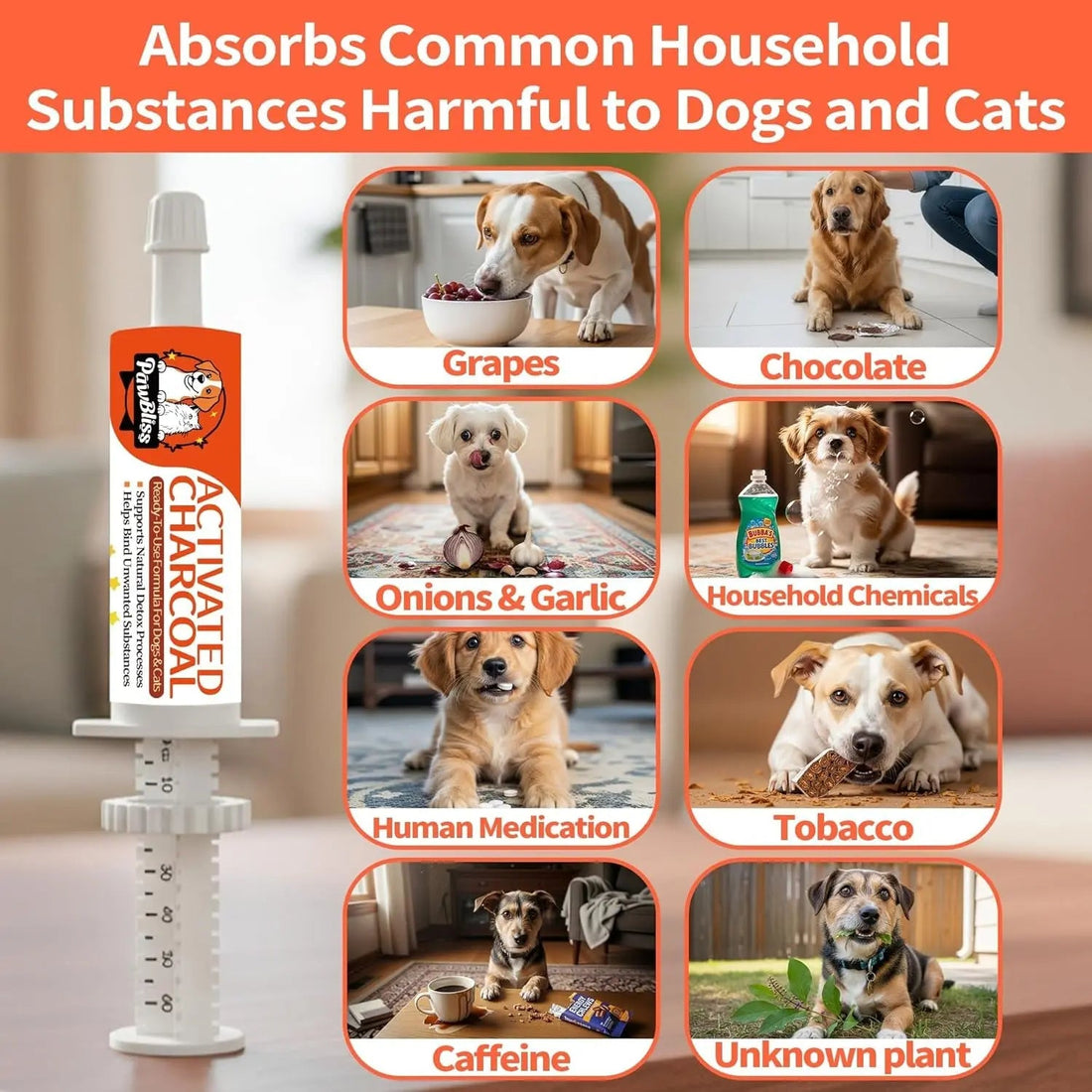 Pet Activated Charcoal Gel Dogs Cats Small Animals Digestive Support 60ml