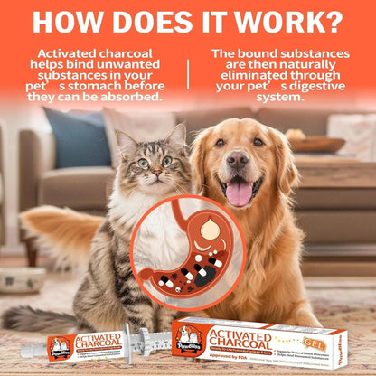Pet Activated Charcoal Gel Dogs Cats Small Animals Digestive Support 60ml