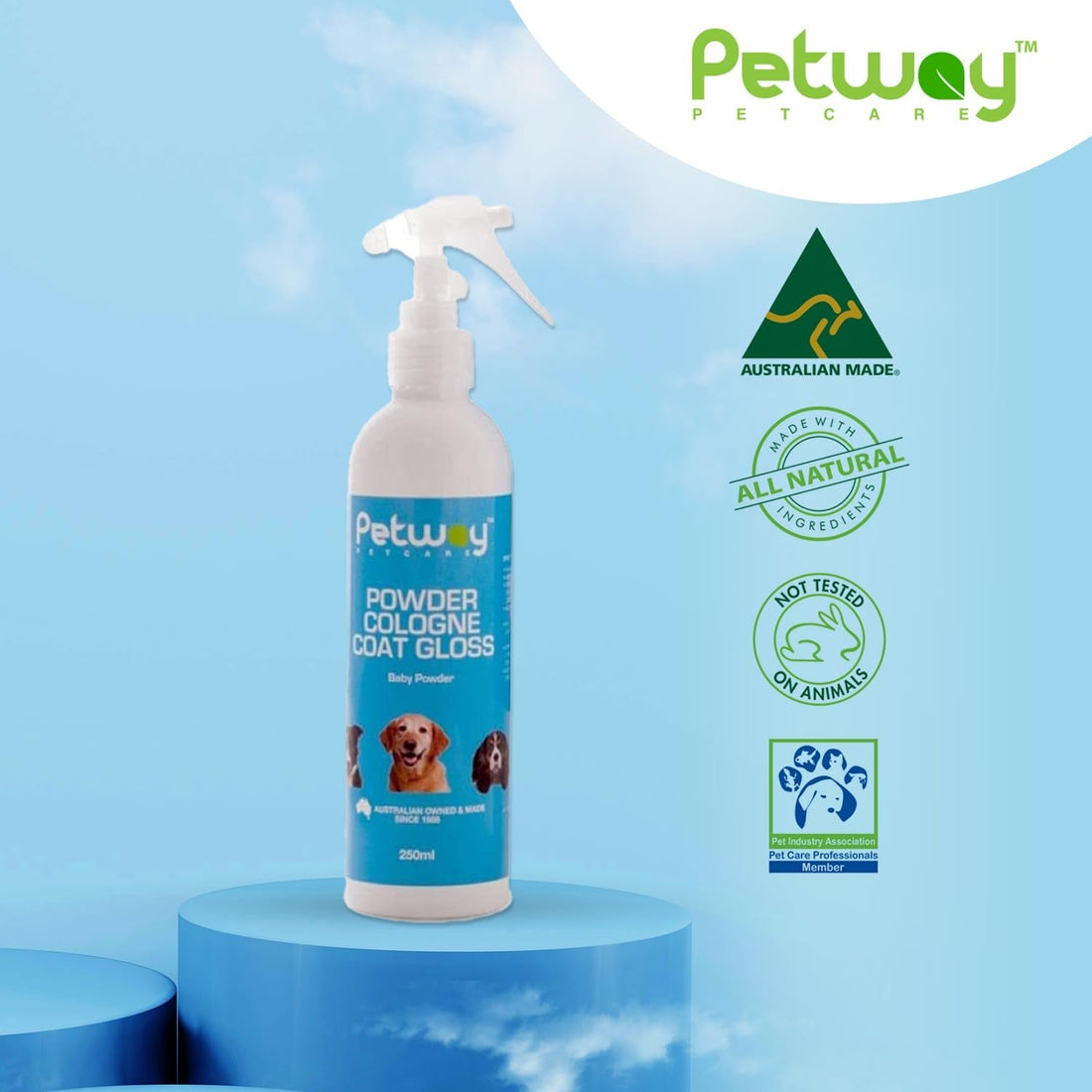 Pet Cologne Coat Gloss Spray Dog Deodorizer Baby Powder Grooming 250ml
