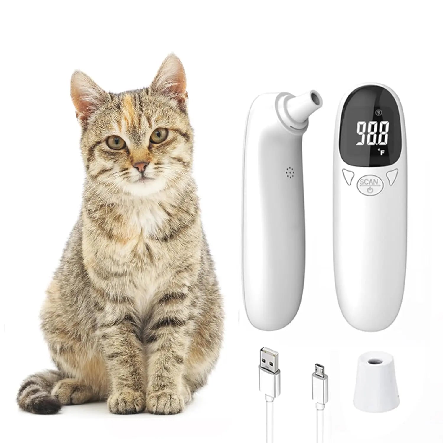 Pet Ear Thermometer Infrared Dog &amp; Cat Temperature Reader 1-Second Digital