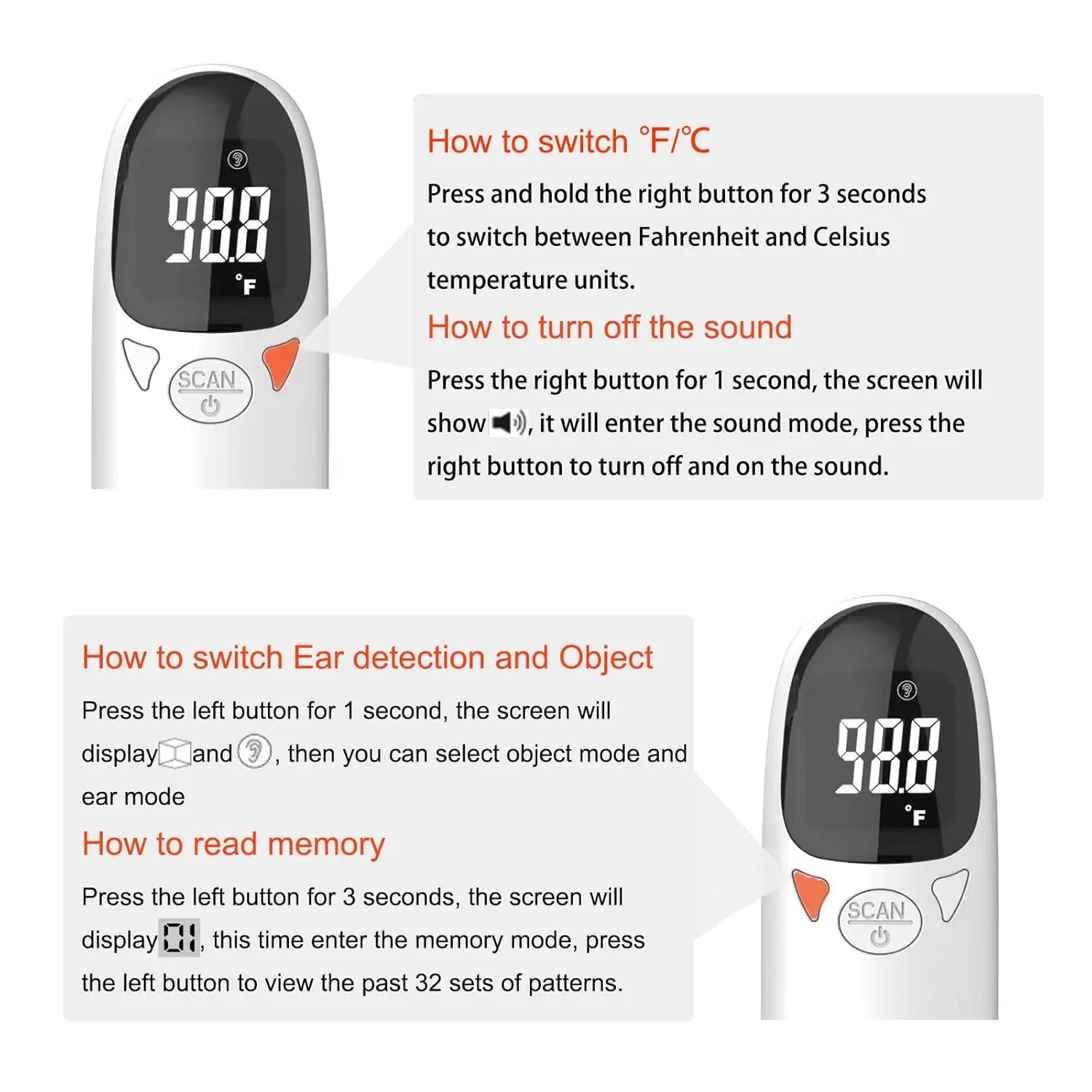Pet Ear Thermometer Infrared Dog &amp; Cat Temperature Reader 1-Second Digital