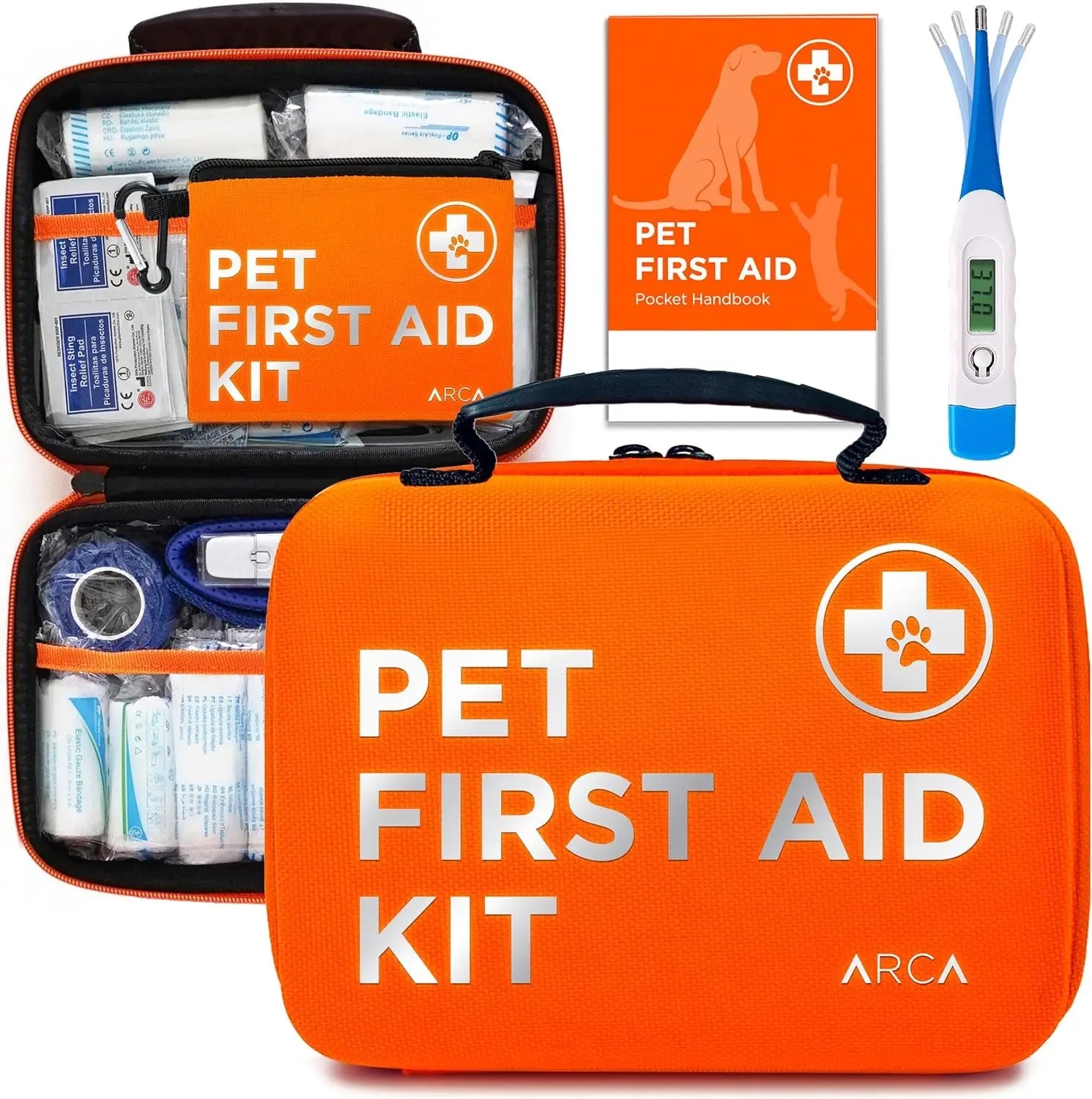 Pet First Aid Kit for Dogs &amp; Cats with Thermometer, Tick Remover &amp; Manual