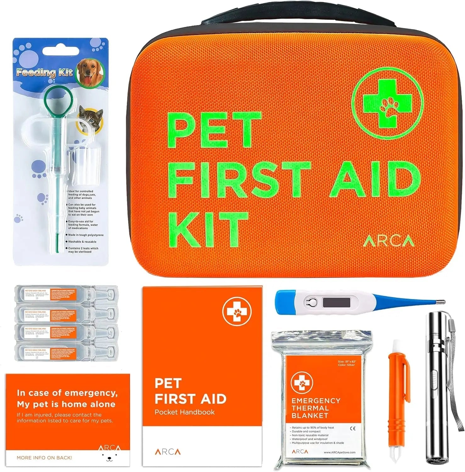 Pet First Aid Kit for Dogs &amp; Cats with Thermometer, Tick Remover &amp; Manual