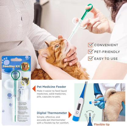 Pet First Aid Kit for Dogs &amp; Cats with Thermometer, Tick Remover &amp; Manual