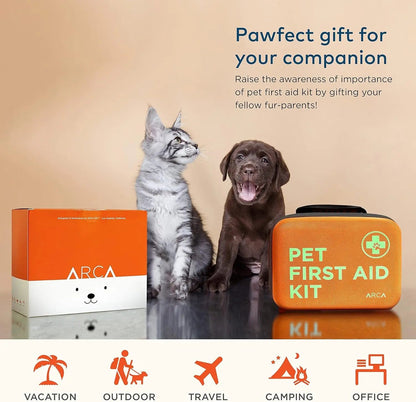 Pet First Aid Kit for Dogs &amp; Cats with Thermometer, Tick Remover &amp; Manual