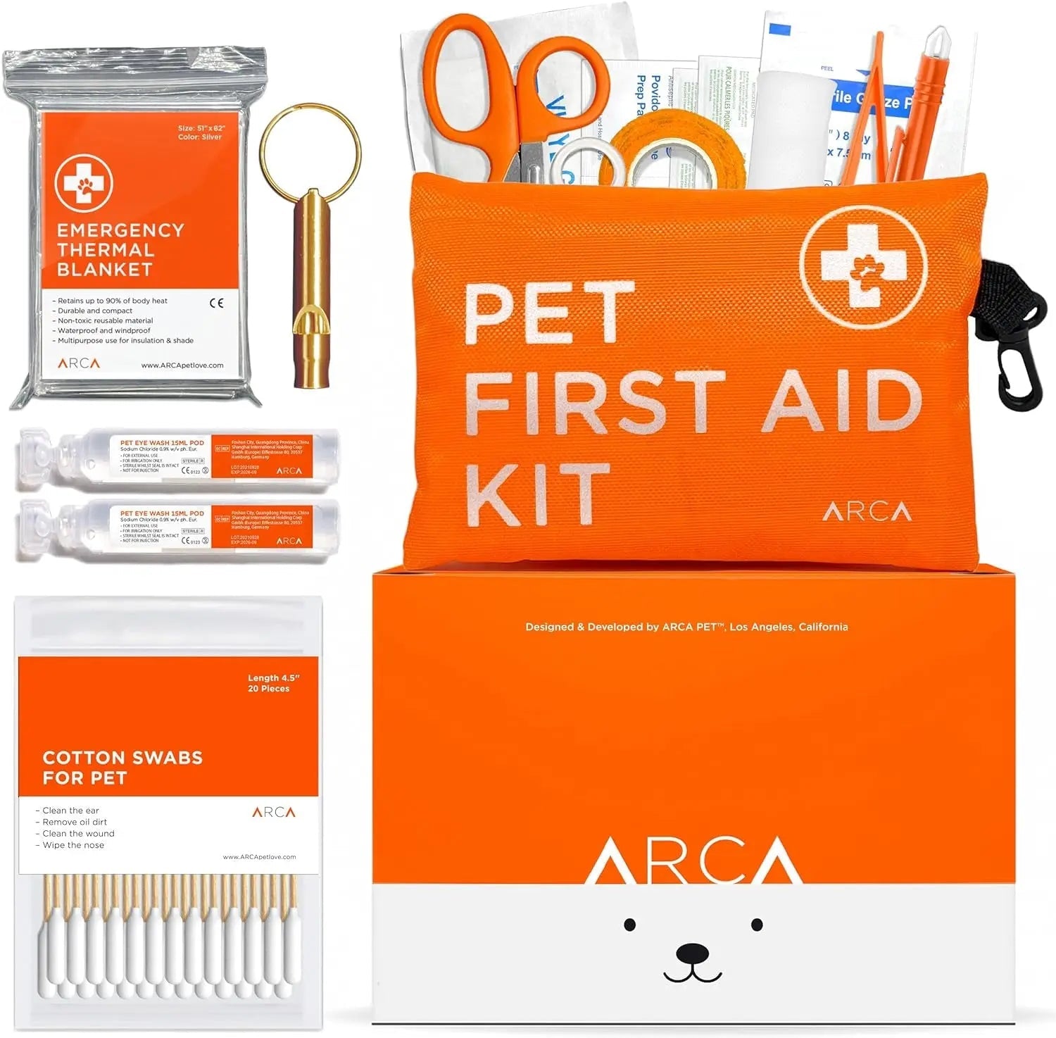 Pet First Aid Kit for Dogs &amp; Cats with Thermometer, Tick Remover &amp; Manual