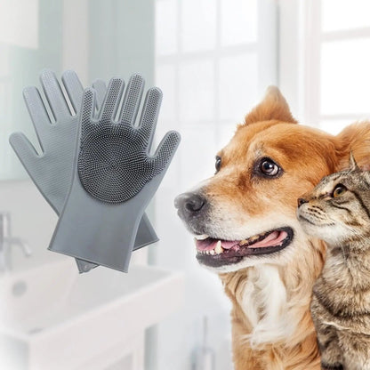 Pet Grooming Gloves – 5-Finger Deshedding &amp; Bathing Brush Mitt for Dogs &amp; Cats