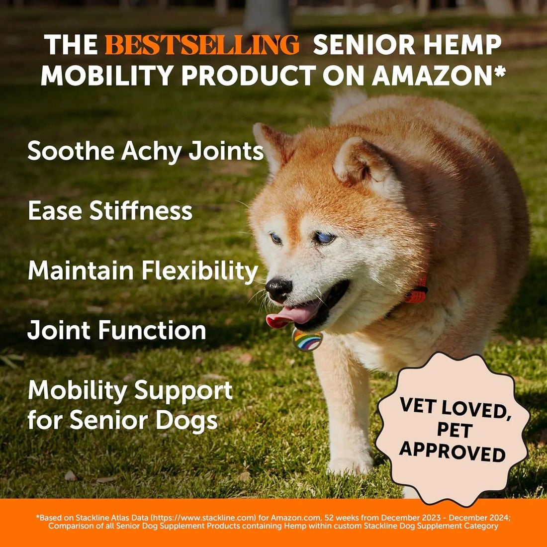 Pet Honesty Senior Hemp Hip &amp; Joint Chews for Dogs | Mobility Support 90 Ct