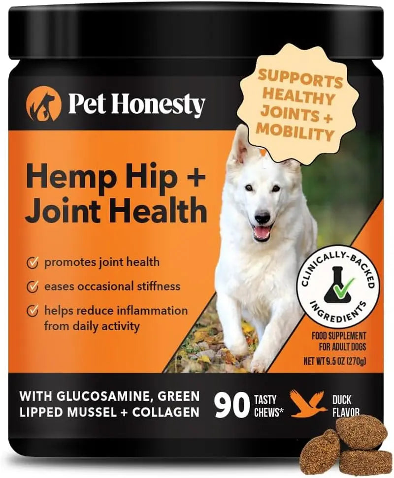 Pet Honesty Senior Hemp Hip &amp; Joint Supplement for Dogs Mobility Chews 90 Ct