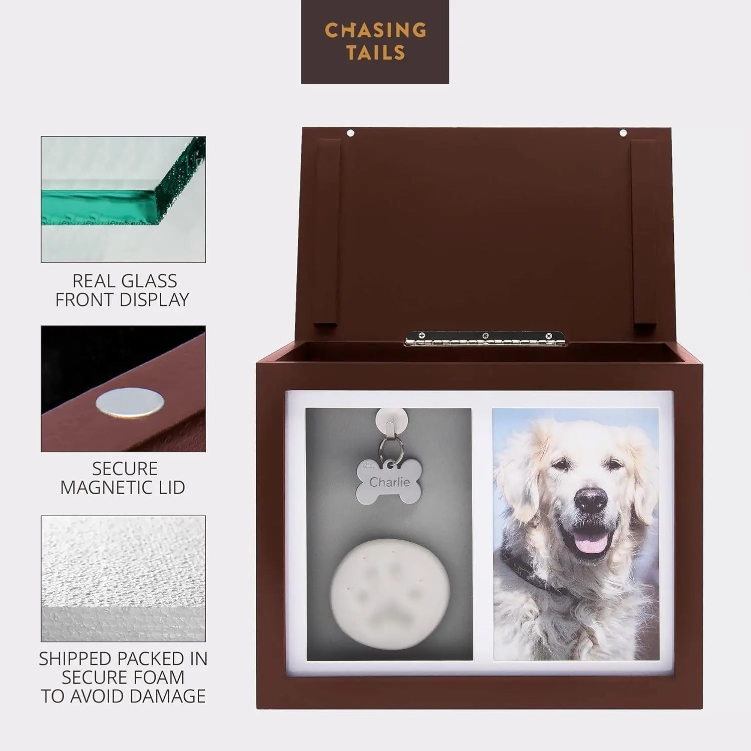 Pet Memorial Urn Keepsake Box for Dogs &amp; Cats w/ Paw Print Kit &amp; Album