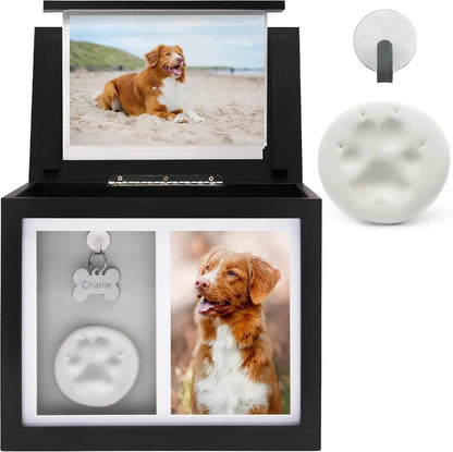 Pet Memorial Urn Keepsake Box for Dogs &amp; Cats w/ Paw Print Kit &amp; Album