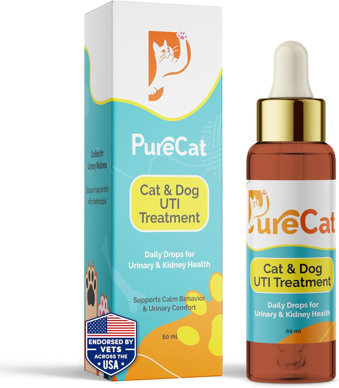 Pet Urinary Tract Support Drops Cat Dog Bladder Kidney Cranberry Chamomile