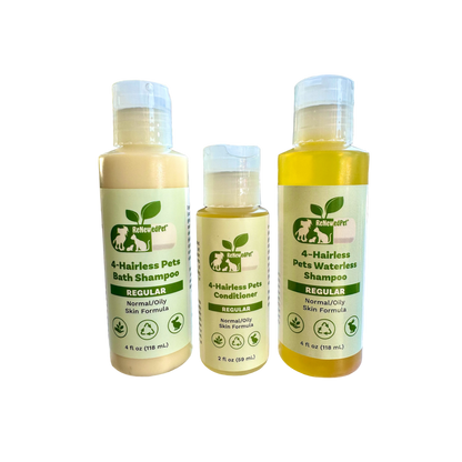 4-HAIRLESS PETS REGULAR SHAMPOO, WATERLESS SHAMPOO &amp; CONDITIONER KIT