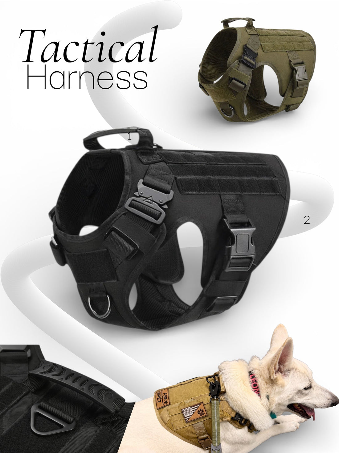 Tactical Dog Harness - Heavy Duty &amp; Quick Release