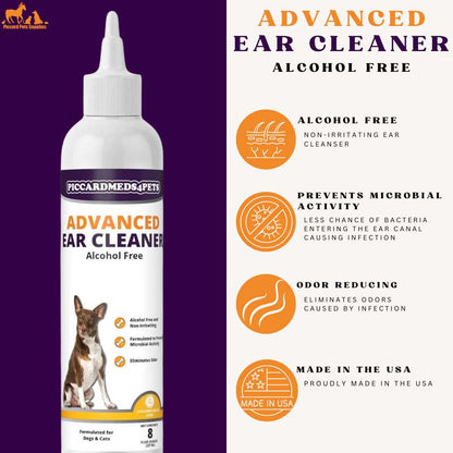 Piccardmeds4pets Advanced Ear Cleanser Alcohol Free for Dogs and Cats 8 oz. + FREE Bandana!