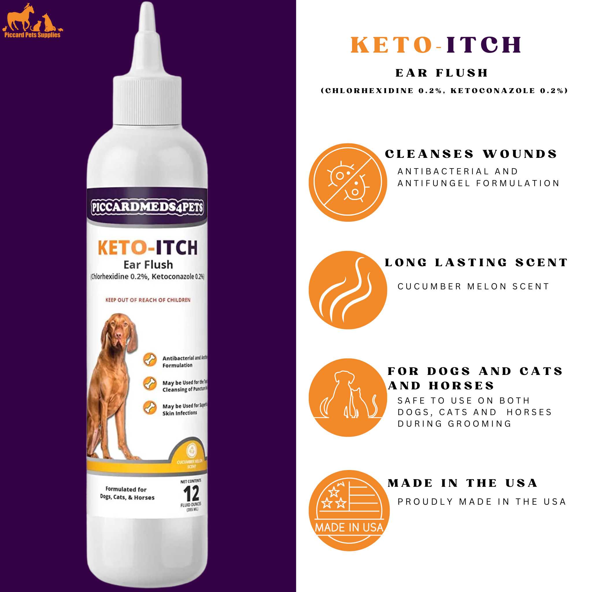 Piccardmeds4pets Pet Ear &amp; Skin Care Kit Wipes + Ear Flush for Itch &amp; Odor Pet Bundle