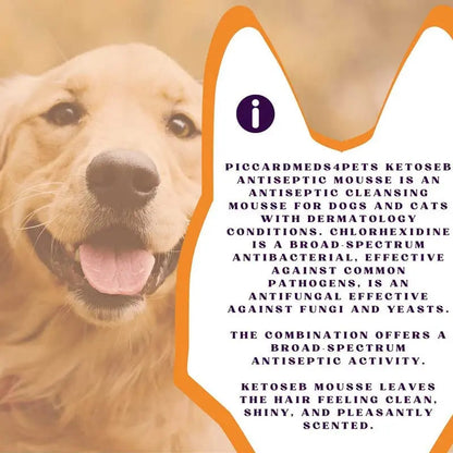 Piccardmeds4pets Keto-Seb Antiseptic Mousse Cats &amp; Dogs 7 oz. + FREE Camo Bandana!