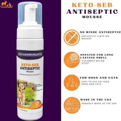 Piccardmeds4pets Keto-Seb Antiseptic Mousse Cats &amp; Dogs 7 oz. + FREE Camo Bandana!