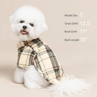 Plaid Dog Polo Shirt Soft Pet Outfit for Small &amp; Medium Dogs and Cats